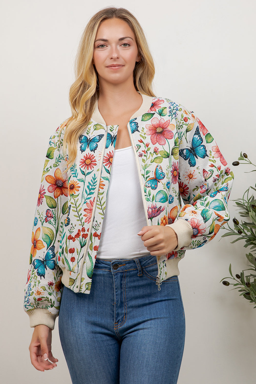 Butterfly Tapestry Bomber Jacket