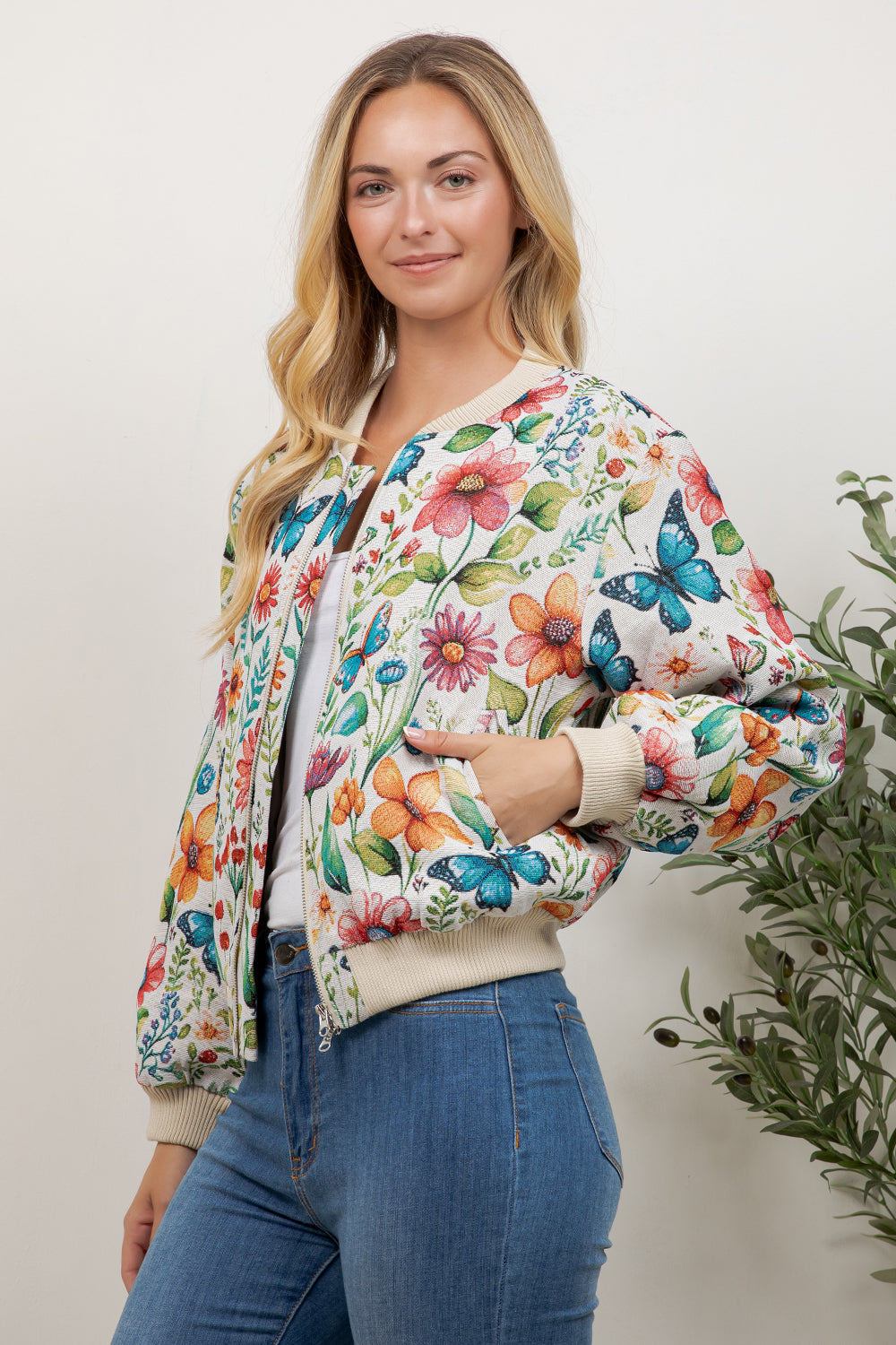 Butterfly Tapestry Bomber Jacket