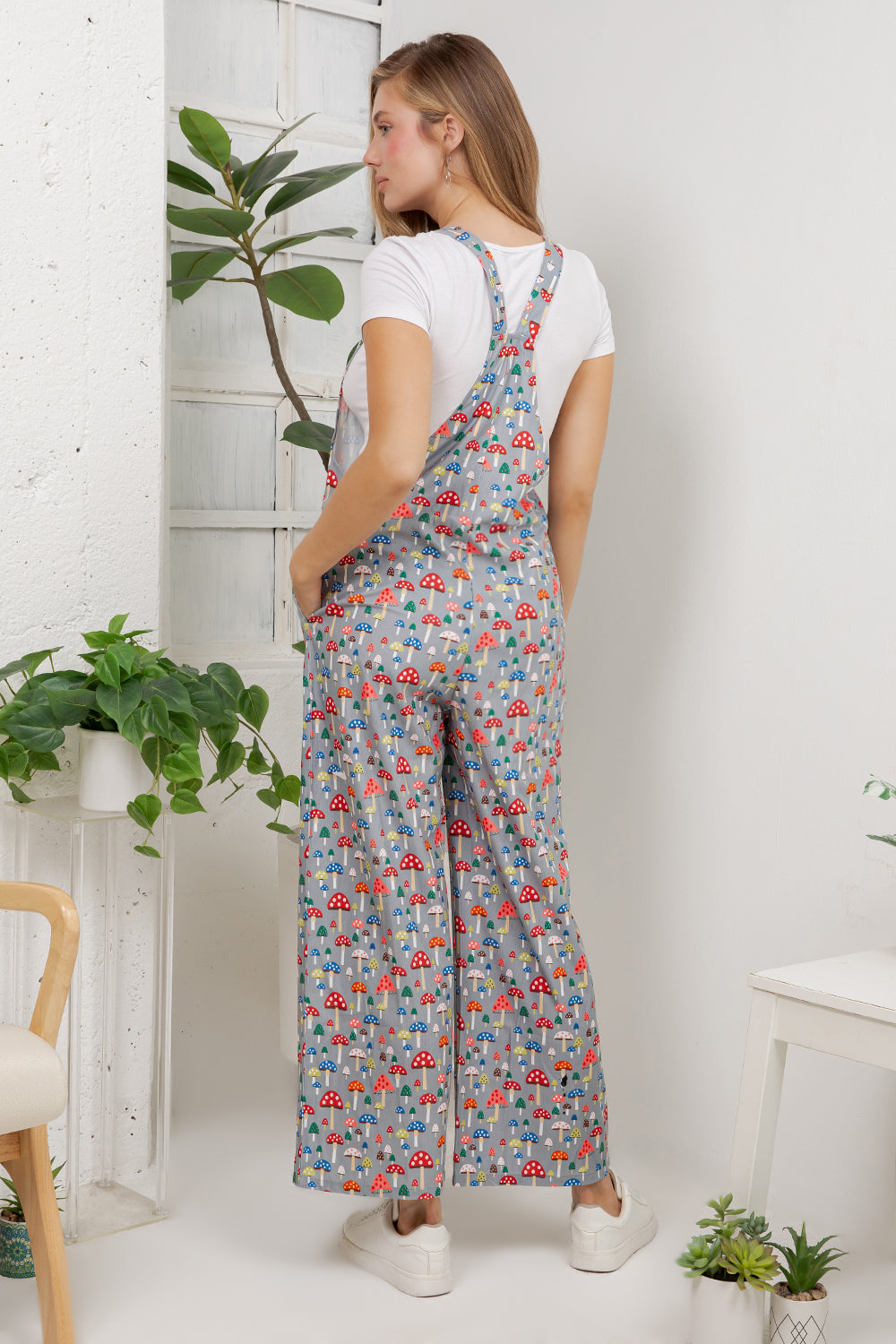 Retro Mushroom Overall Jumpsuit