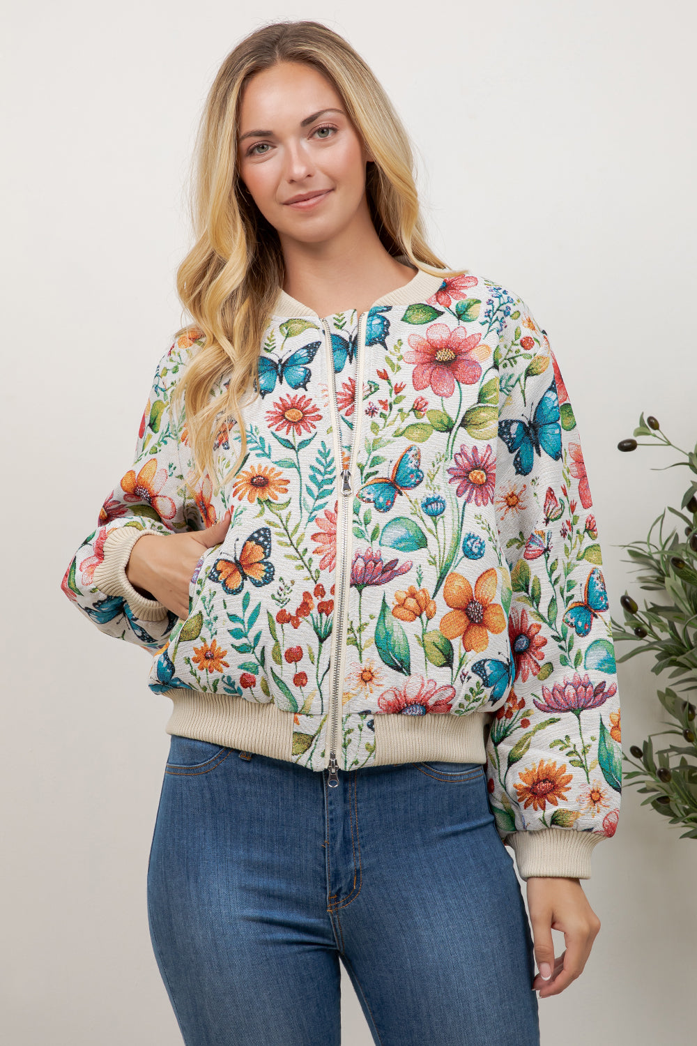 Butterfly Tapestry Bomber Jacket