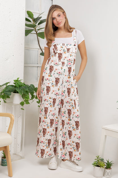 Highland Cows Overall Jumpsuit (Wide Leg)
