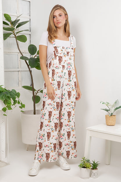Highland Cows Overall Jumpsuit (Wide Leg)
