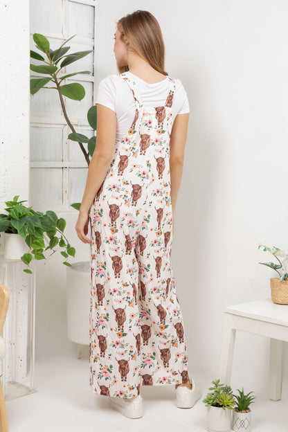 Highland Cows Overall Jumpsuit (Wide Leg)