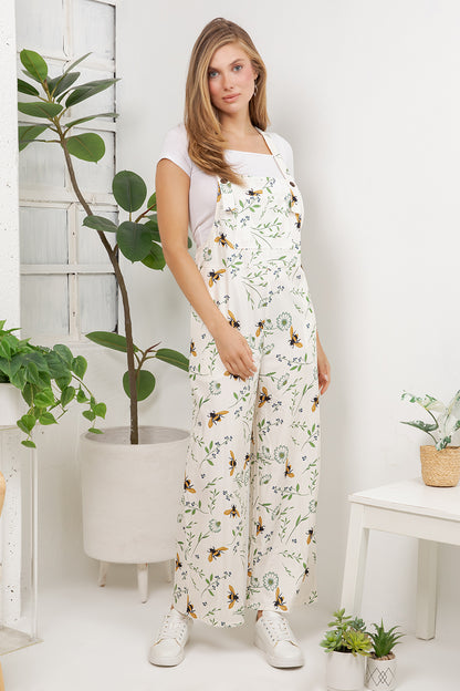 Floral Bees Overall Jumpsuit