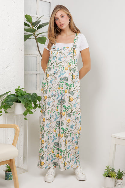 Humming Birds Overall Jumpsuit (Wide Leg)