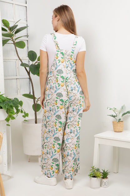 Humming Birds Overall Jumpsuit (Wide Leg)