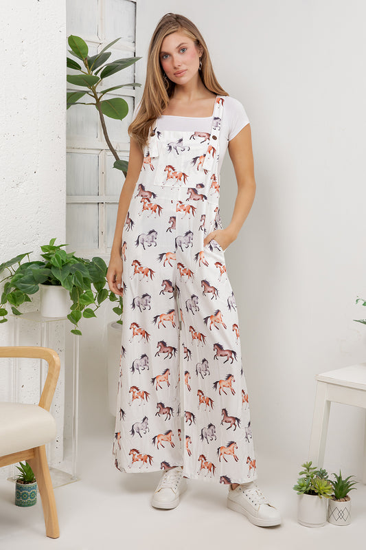 Horses Overall Jumpsuit (Wide Leg)