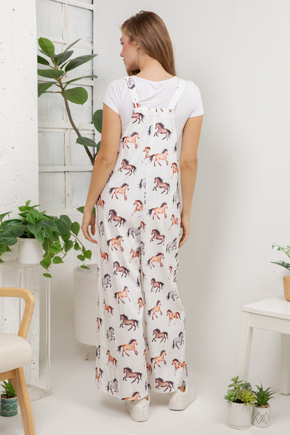 Horses Overall Jumpsuit (Wide Leg)