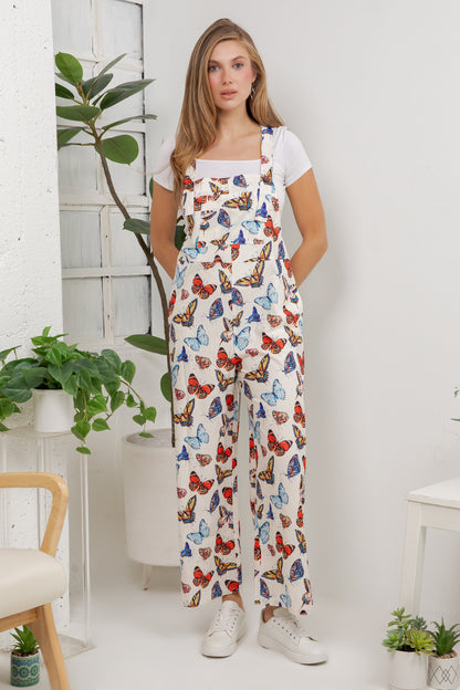 Butterfly Print Overall Jumpsuit