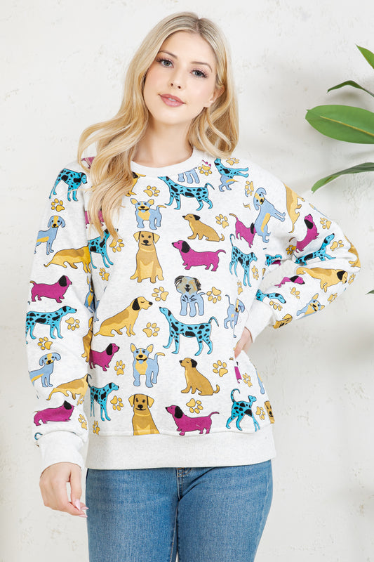 Colorful DOG Fleece Sweatshirt