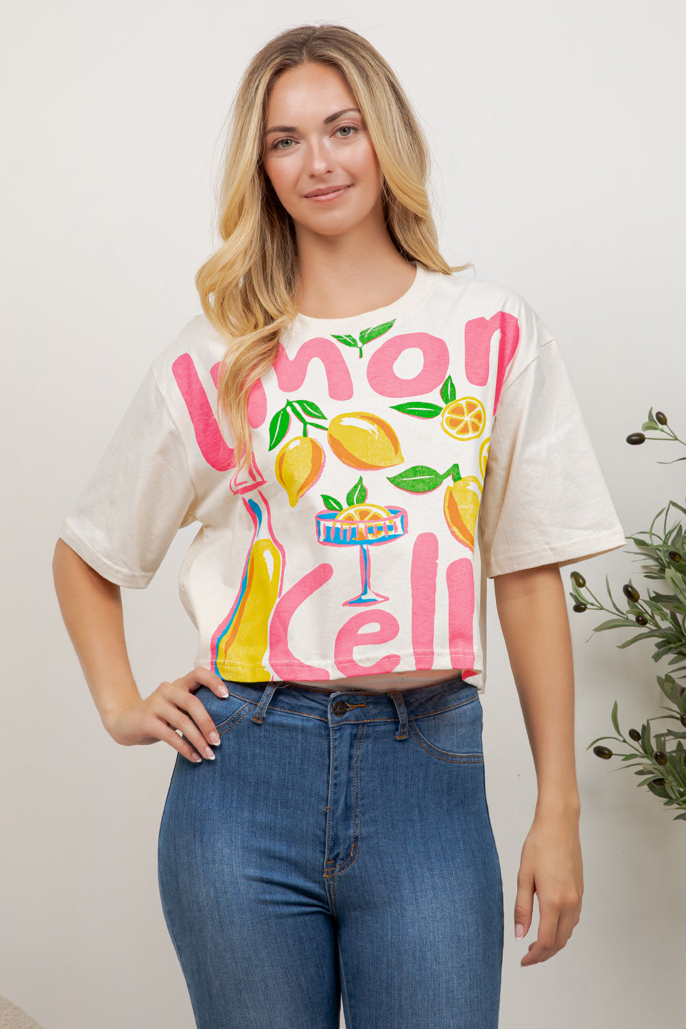 Lemon Print Cotton Crop Top
