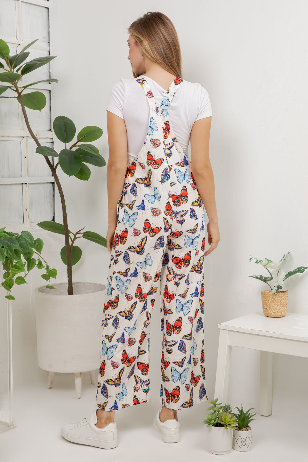 Butterfly Print Overall Jumpsuit