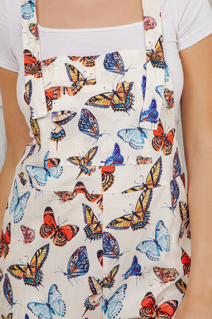 Butterfly Print Overall Jumpsuit