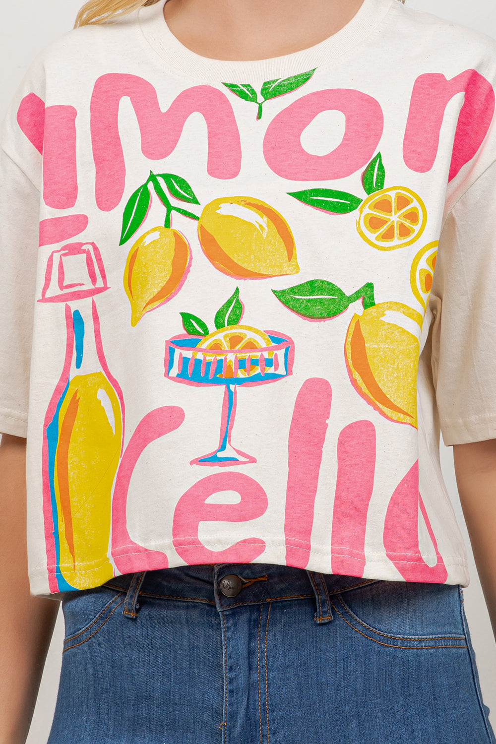 Lemon Print Cotton Crop Top