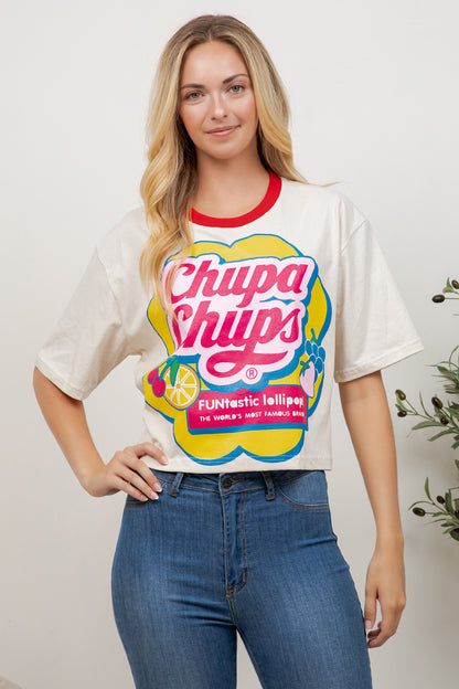 Chupa Chups Print Cotton Crop Top