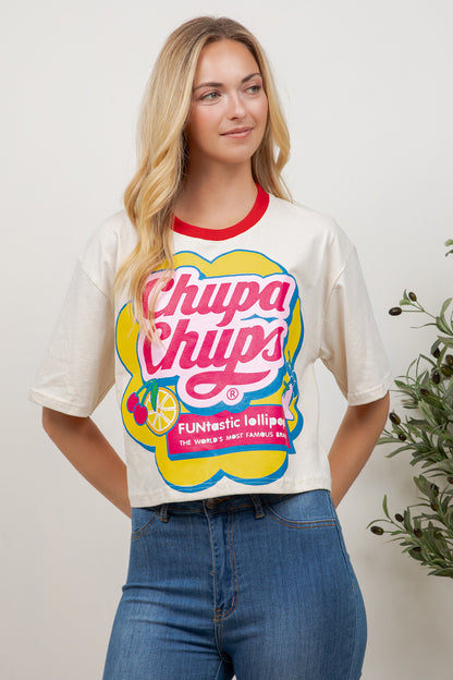 Chupa Chups Print Cotton Crop Top