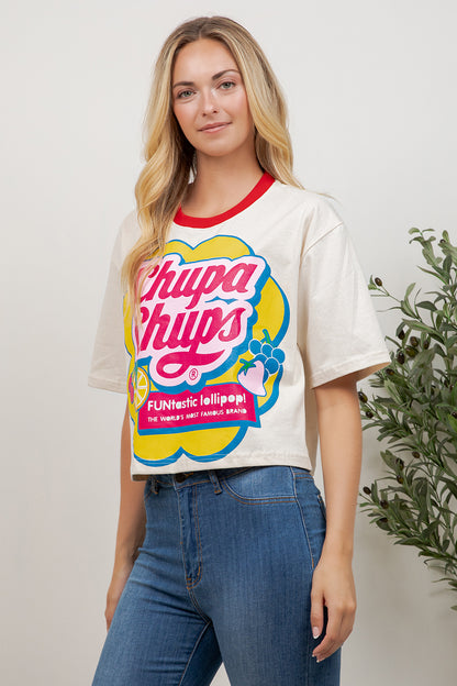 Chupa Chups Print Cotton Crop Top
