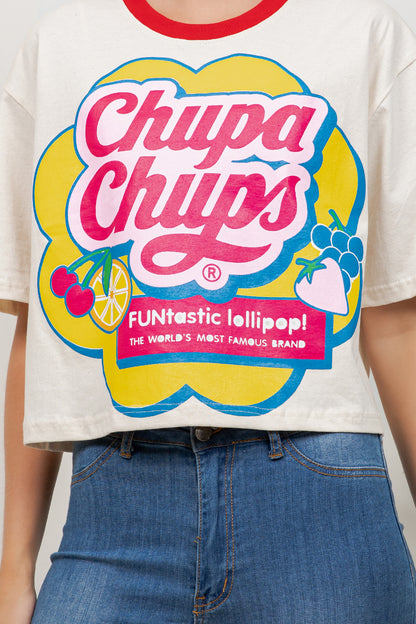 Chupa Chups Print Cotton Crop Top