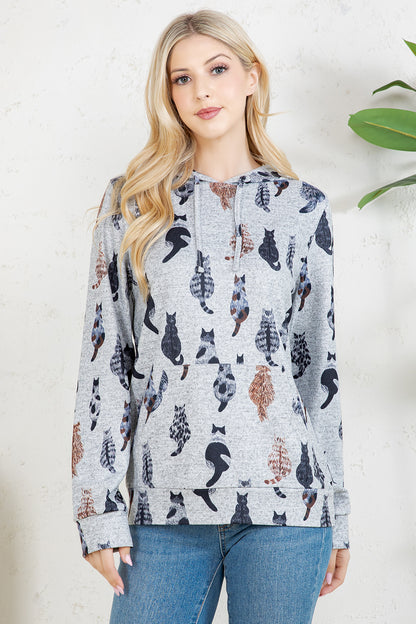 Abstract Cat Pullover Hoodie