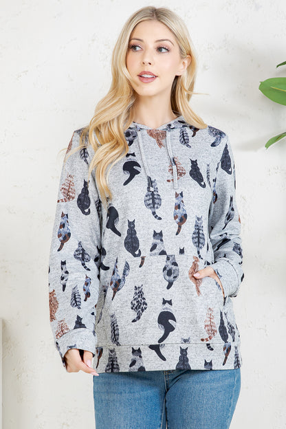 Abstract Cat Pullover Hoodie
