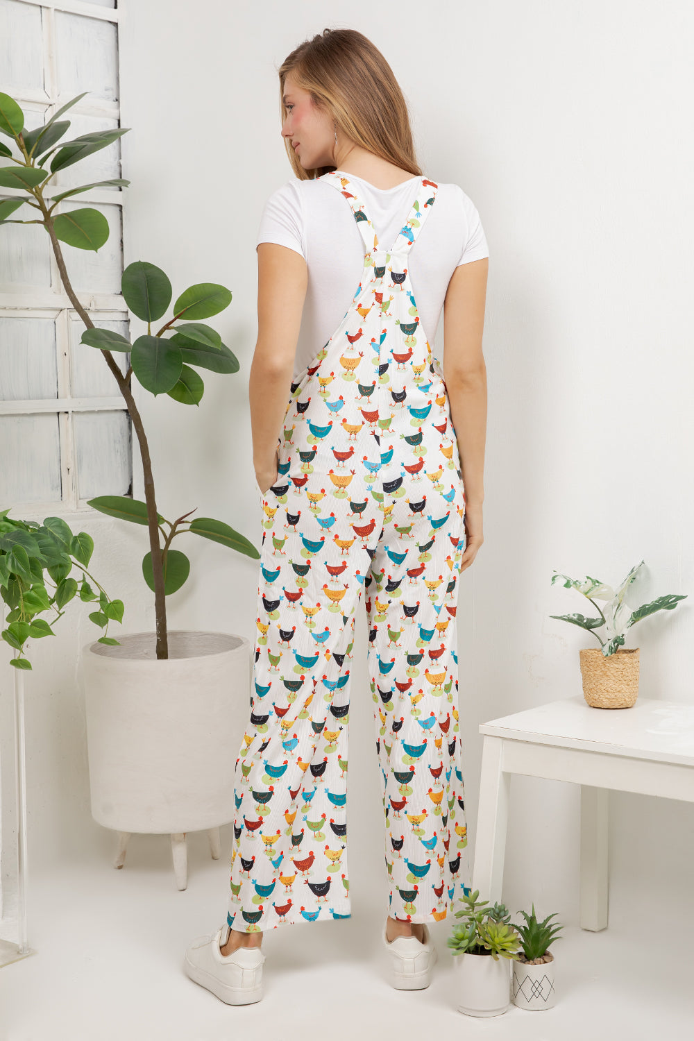 Colorful Chickens Overall Jumpsuit