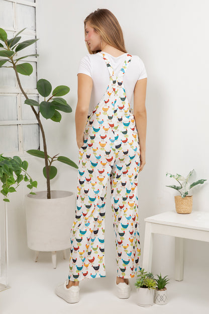 Colorful Chickens Overall Jumpsuit