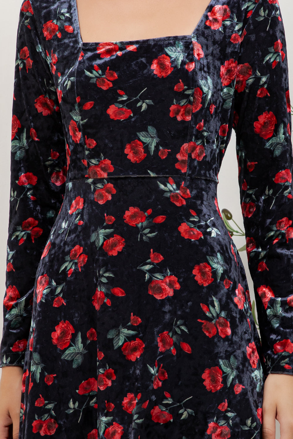Retro Rose Velvet Dress