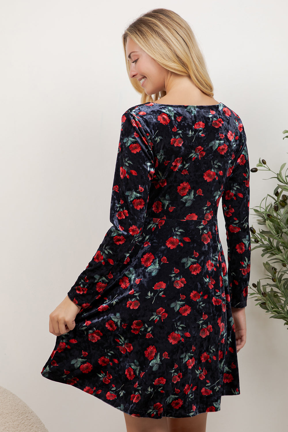 Retro Rose Velvet Dress