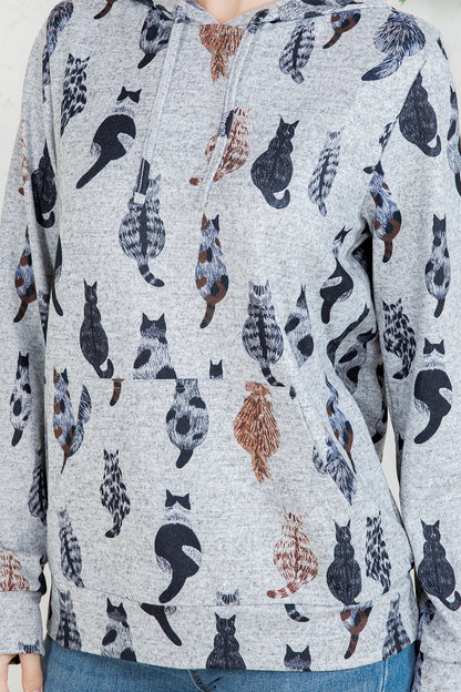 Abstract Cat Pullover Hoodie