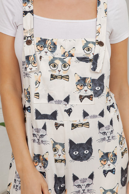 Cat Faces Overall Jumpsuit (Wide Leg)