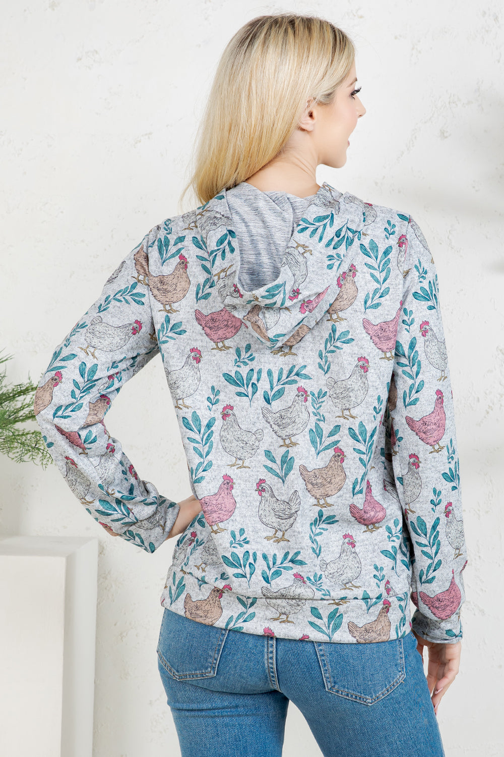 Hen print Pullover Hoodie