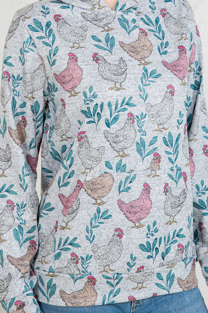 Hen print Pullover Hoodie