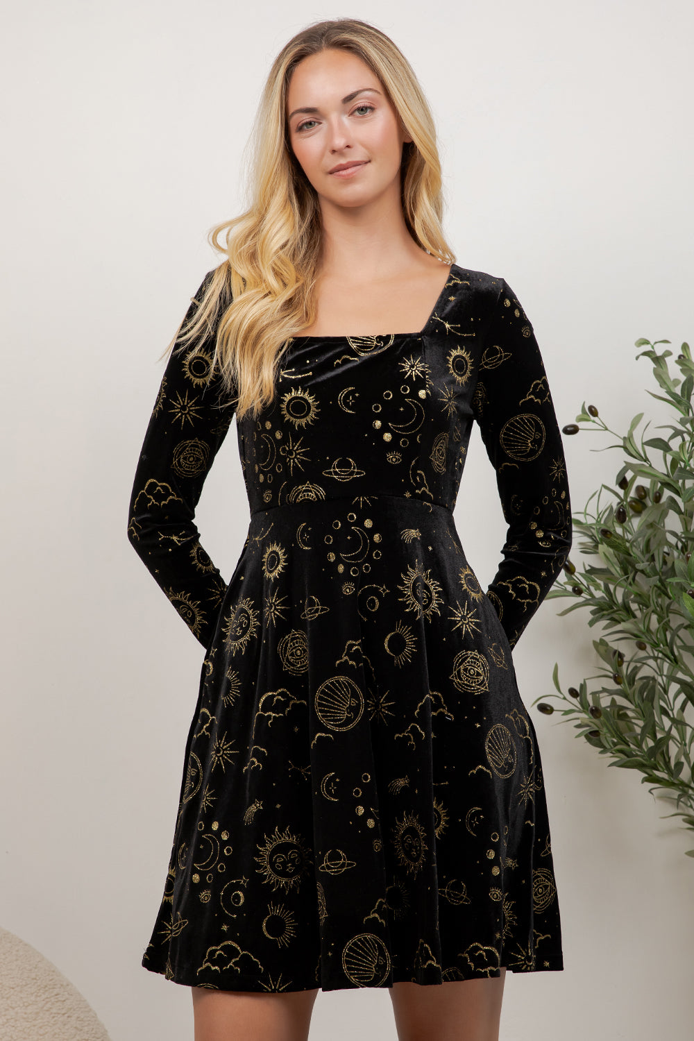 Retro Celesital Velvet Dress