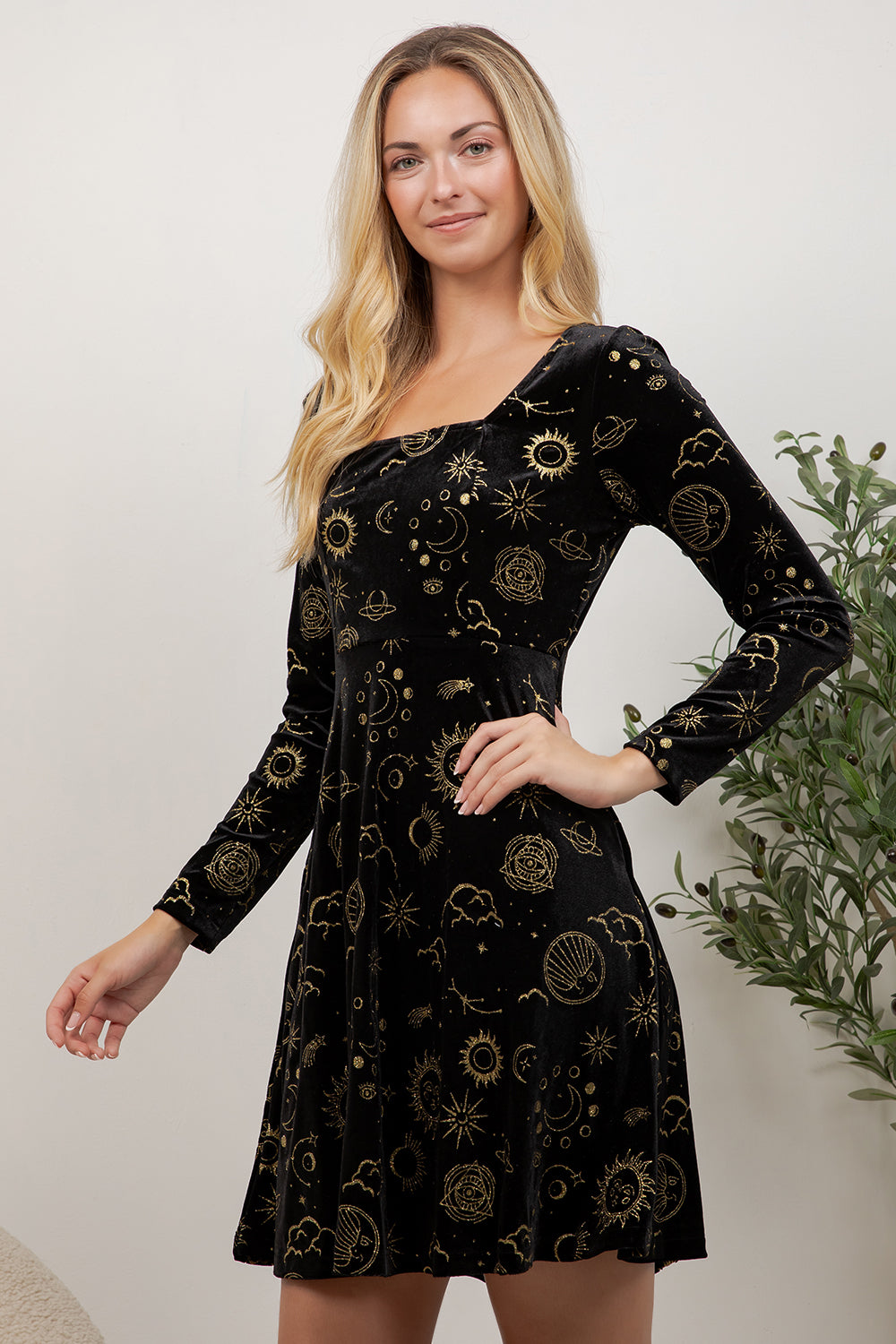 Retro Celesital Velvet Dress