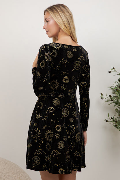 Retro Celesital Velvet Dress