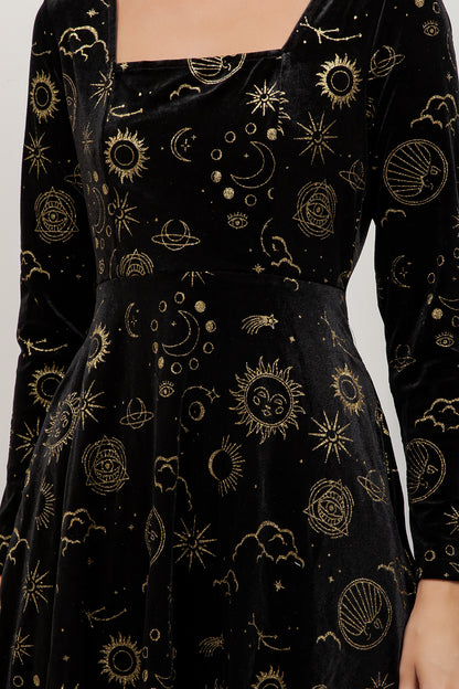 Retro Celesital Velvet Dress