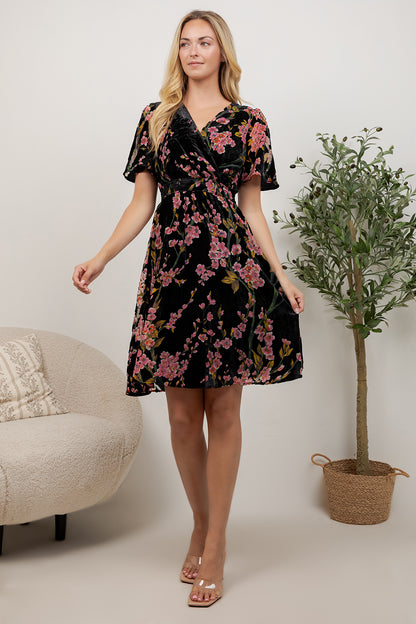 Cherry Blossom Velvet Dress