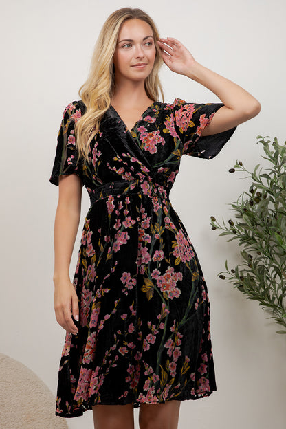Cherry Blossom Velvet Dress