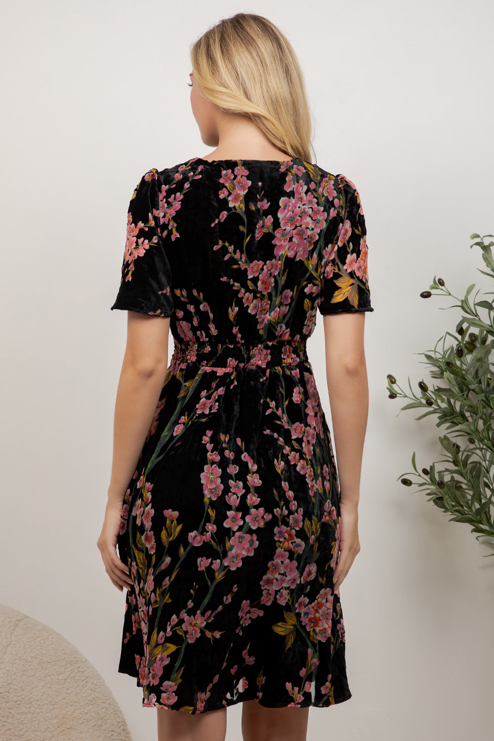 Cherry Blossom Velvet Dress