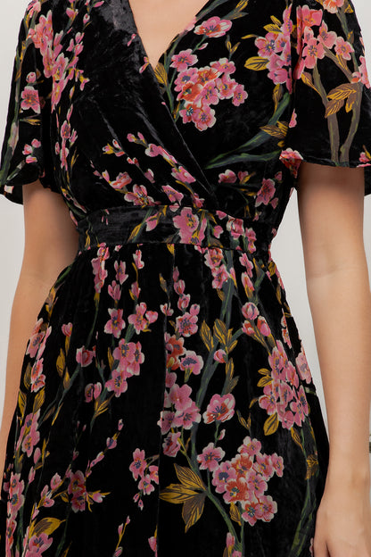 Cherry Blossom Velvet Dress