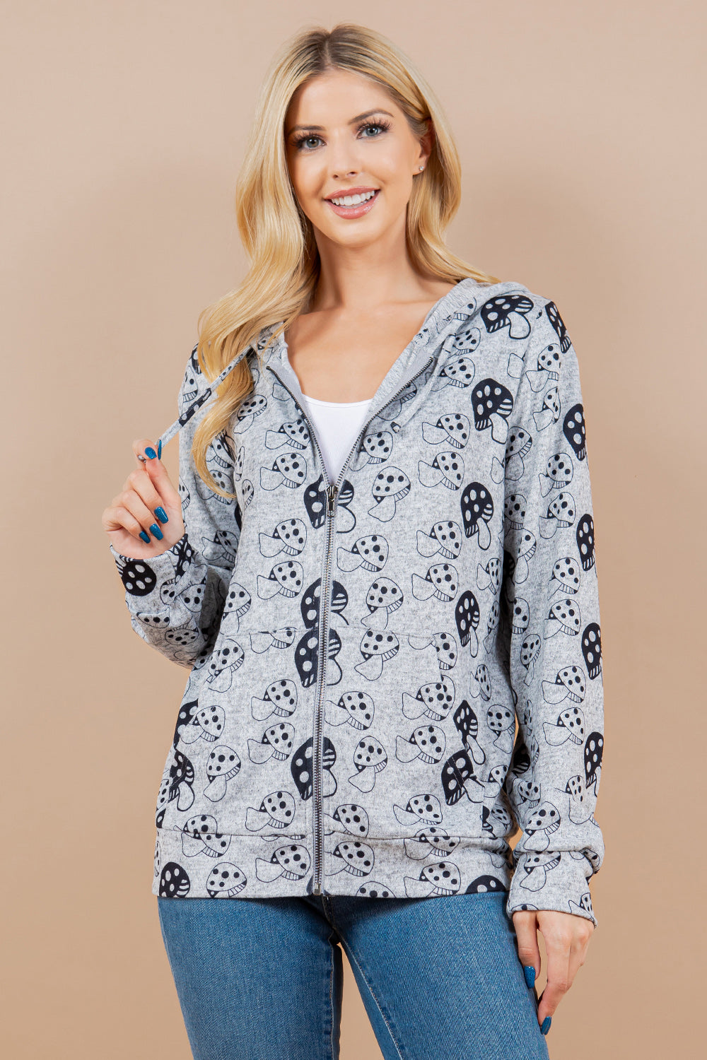 Retro Mushroom Zipper Hoodie