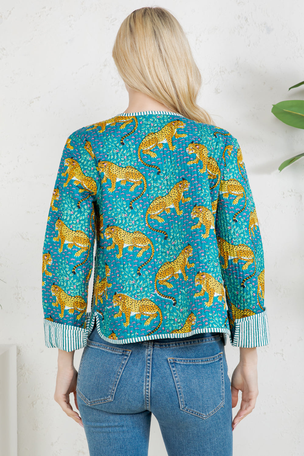 LEAPORD Print Quilted Cotton Jacket - GREEN