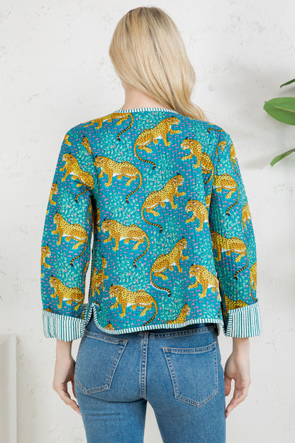 LEAPORD Print Quilted Cotton Jacket - GREEN
