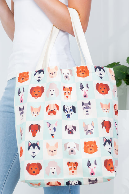 Variety Of Dog Face Canvas Tote Bag