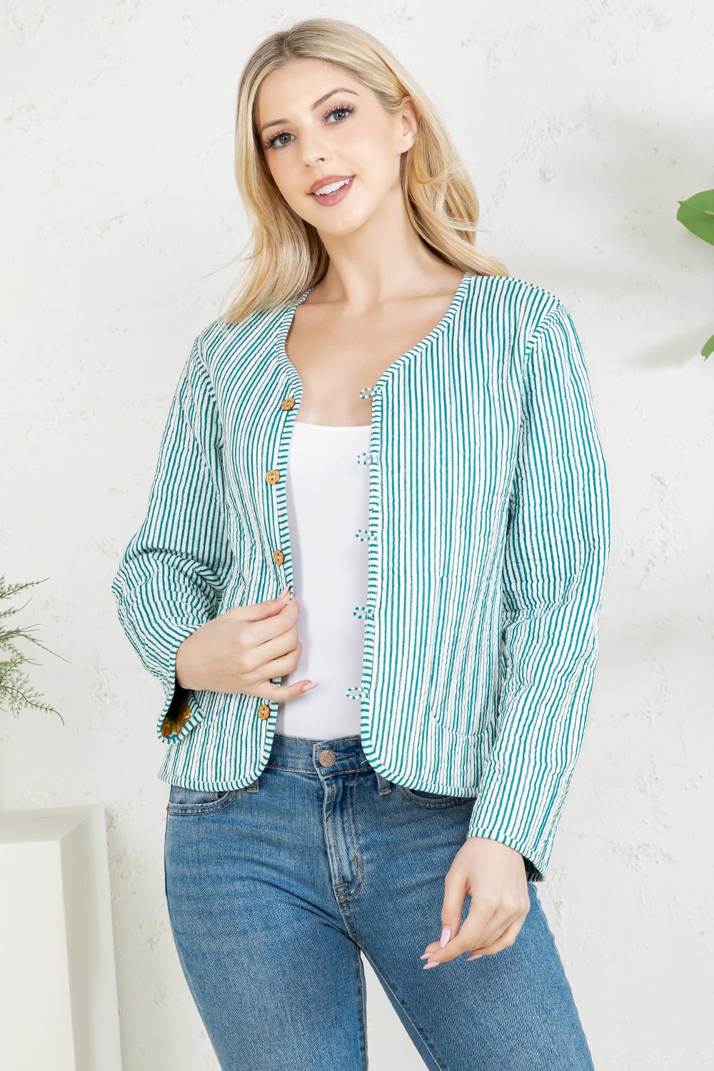LEAPORD Print Quilted Cotton Jacket - GREEN