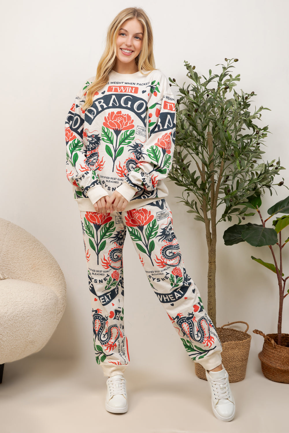 Twin Dragon - Cotton Sweatshirt & Pants