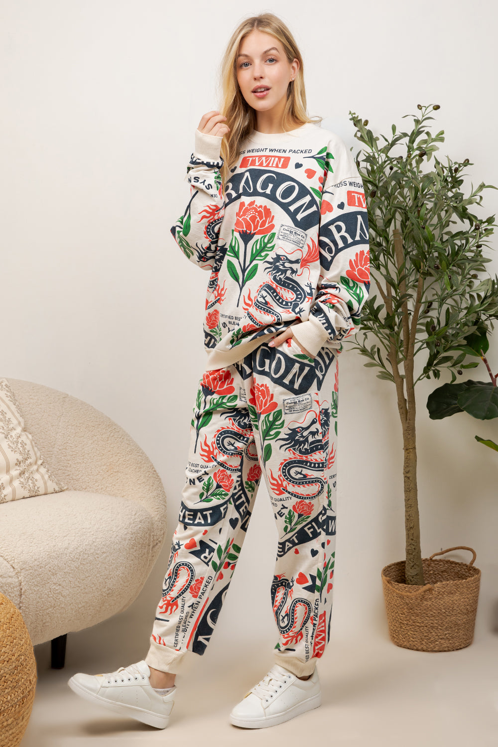 Twin Dragon - Cotton Sweatshirt & Pants