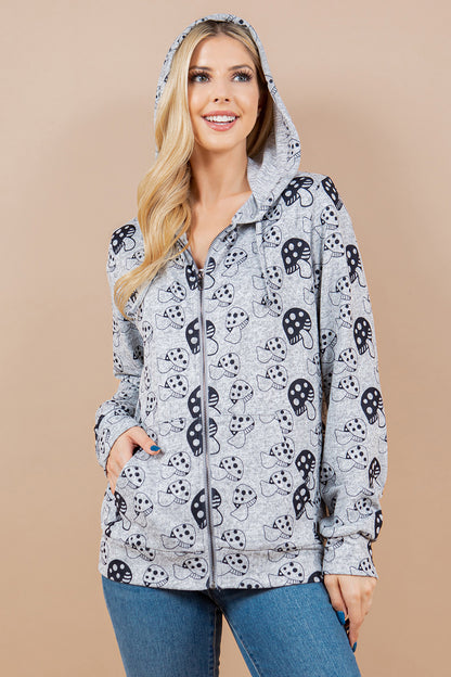 Retro Mushroom Zipper Hoodie