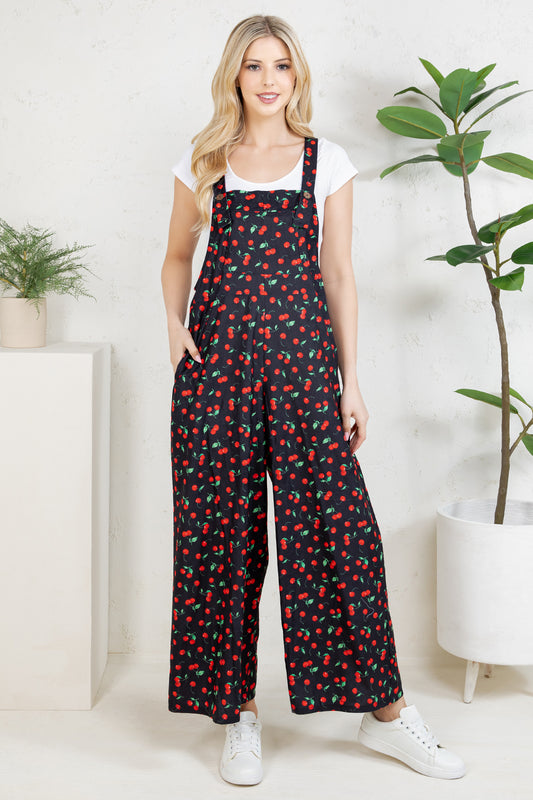 Cherry Wide Leg Overall
