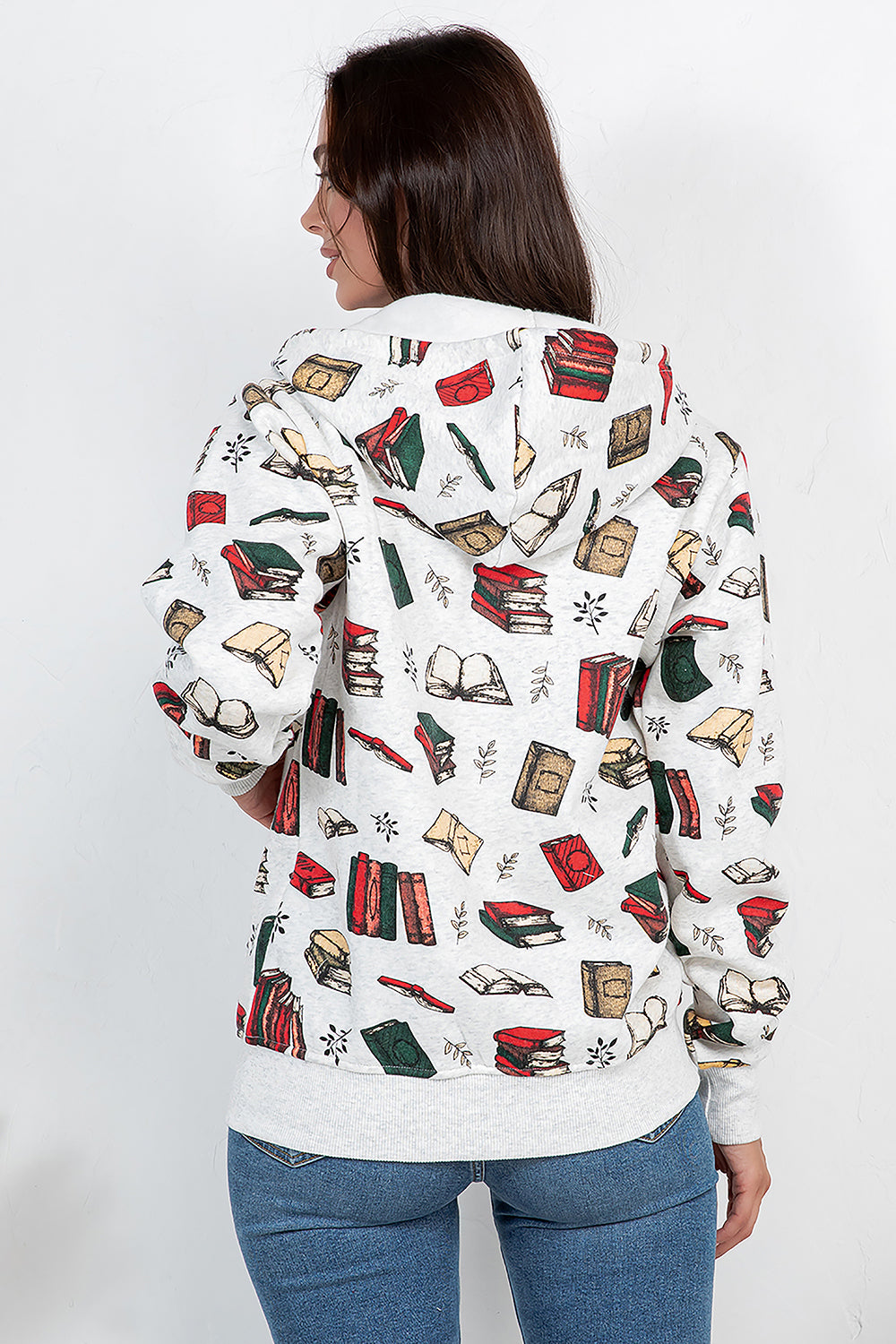 Retro Books Zipper Hoodie